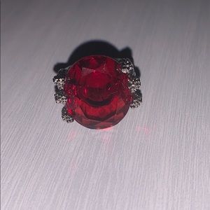 Red and silver colour ring size 6